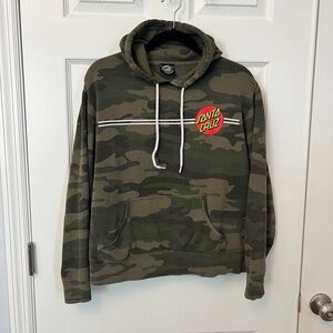 Iconic Santa Cruz Skateboards "Classic Dot" Woodland Camo Skate Hoodie Size M